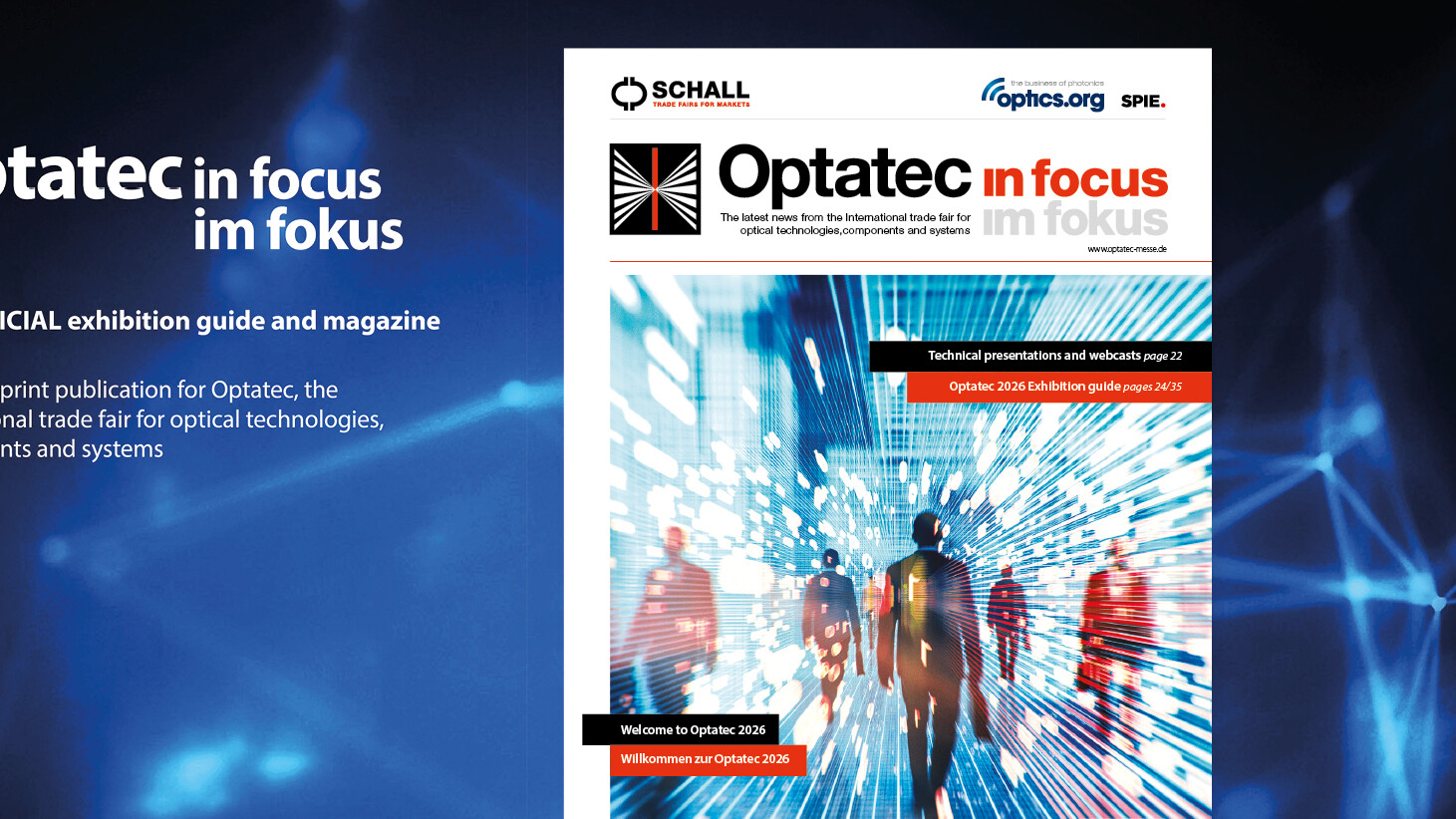 Optatec Internationale Fachmesse für optische Technologien, Komponenten und Systeme Optatec Special 1920x822 2026 EN uai